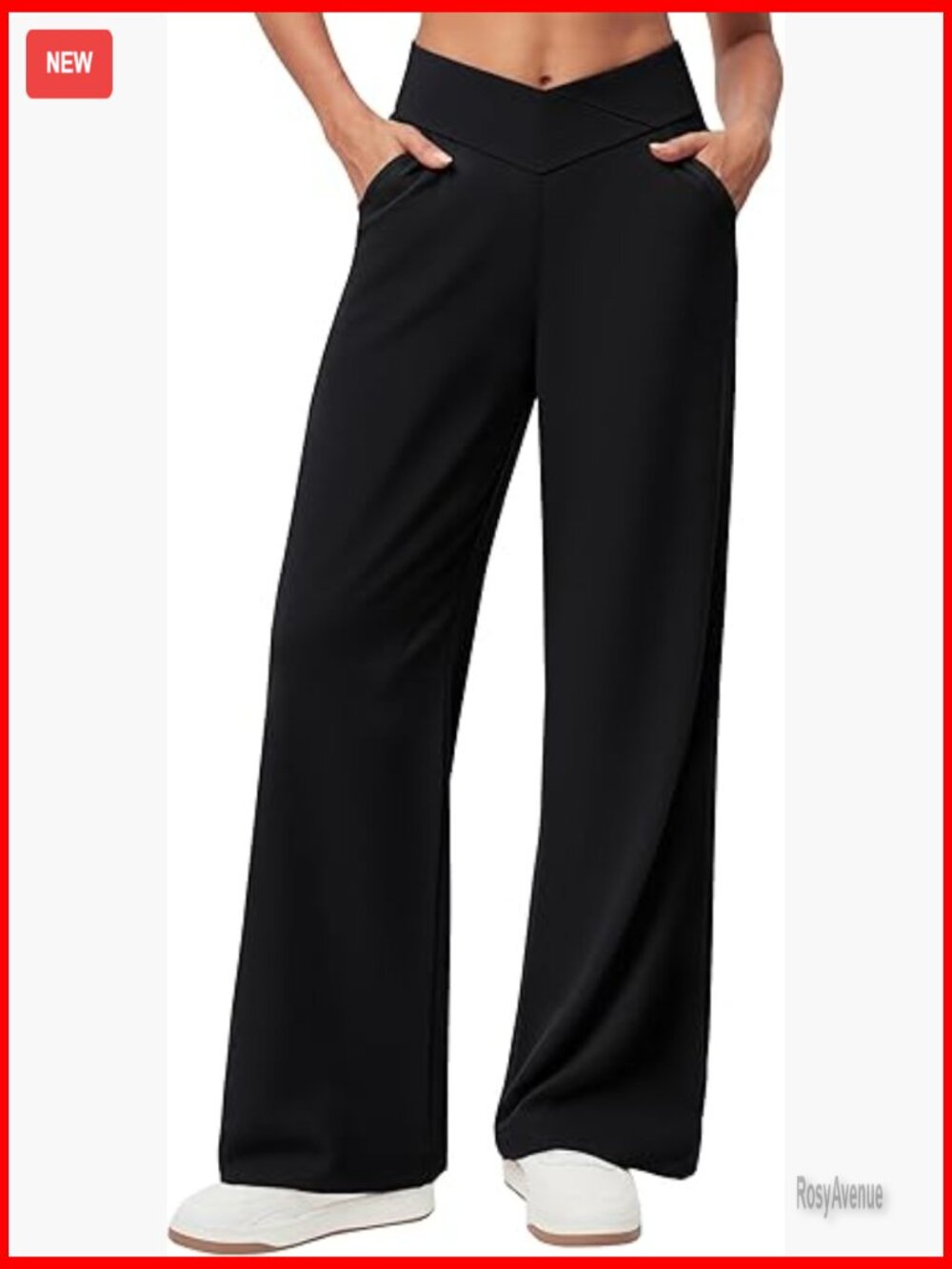High Waist Wide Leg Dress Pants Stretch Work Slacks with Zipper Pocket